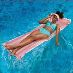 NEW Pink Pool Float Adult Inflatable Bluescape Transparent Air Mat, Unisex Beach